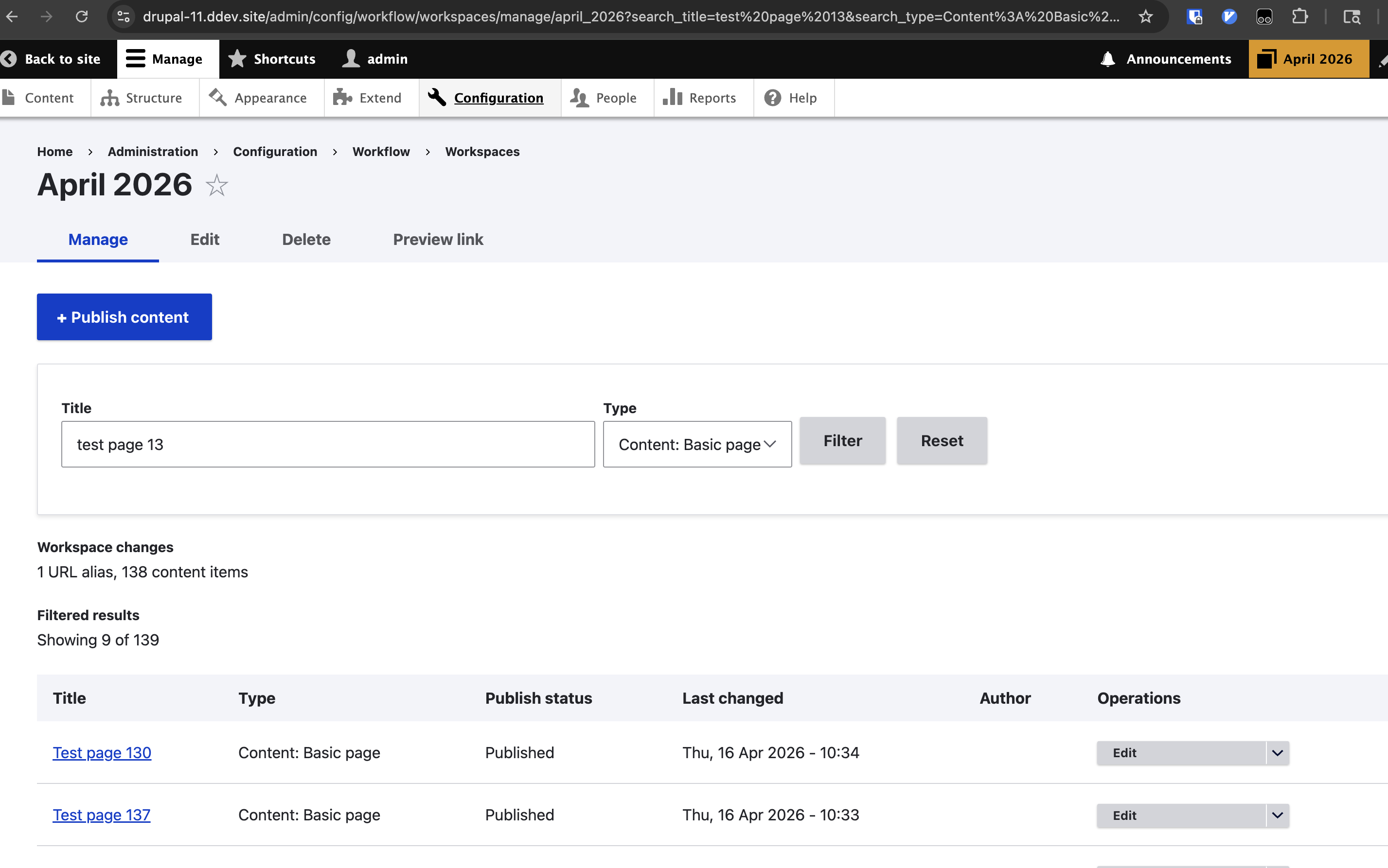 Screenshot showing the searchable workspace manager